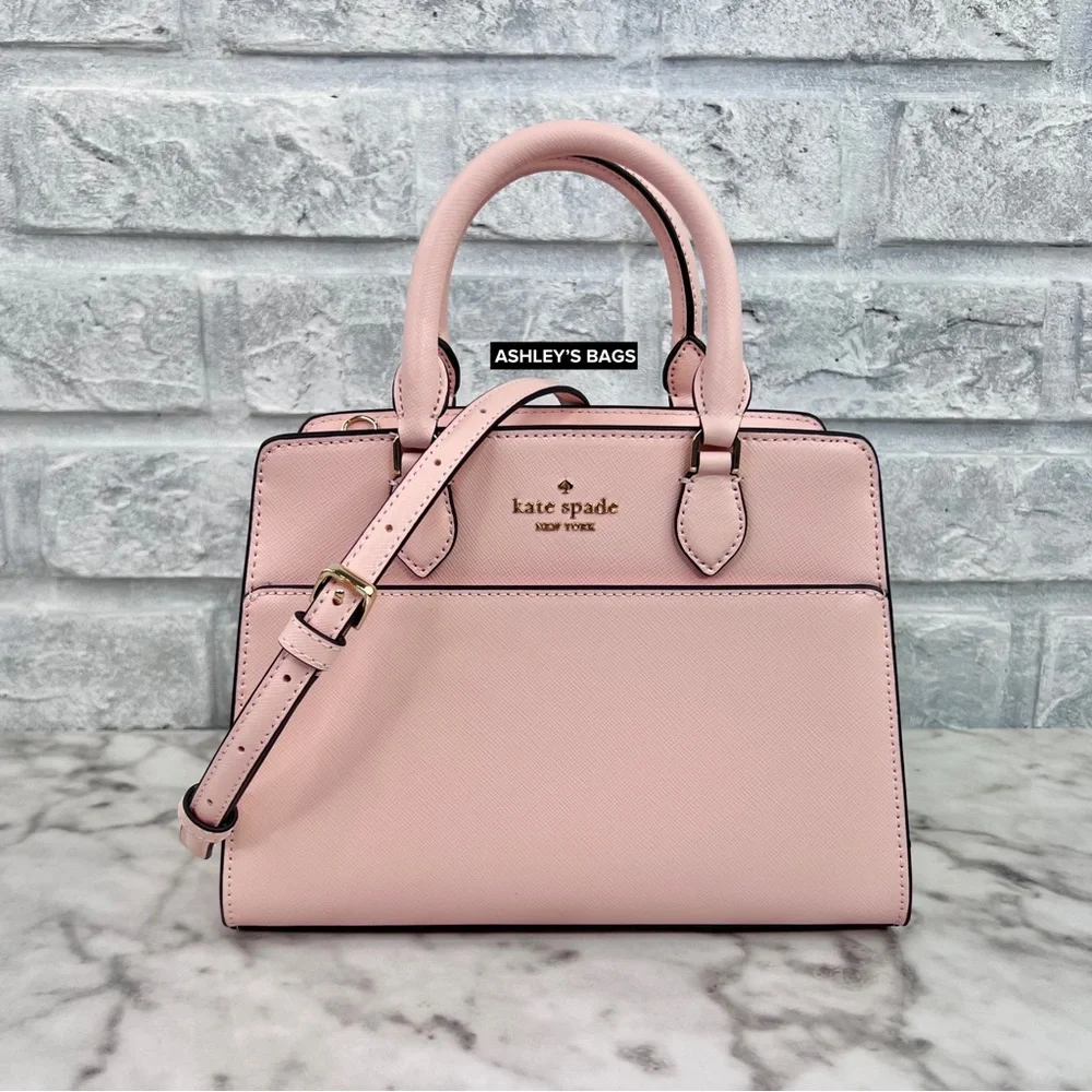 Kate Spade Madison Small Satchel Crossbody In Conch Pink - Picture 1 of 11